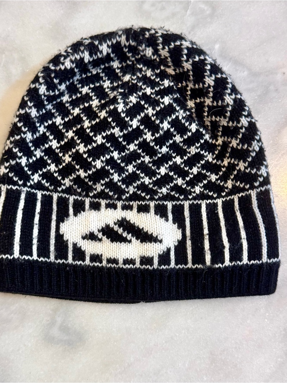 Vintage Adidas Black & White Knit Beanie - Cozy Winter Hat